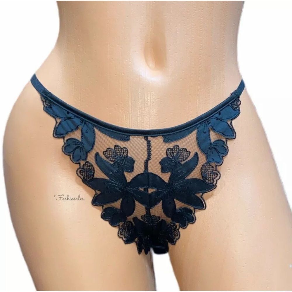 Victoria's Secret Luxe Lingerie Floral Embroidered Sexy Brazilian Slip Panty M